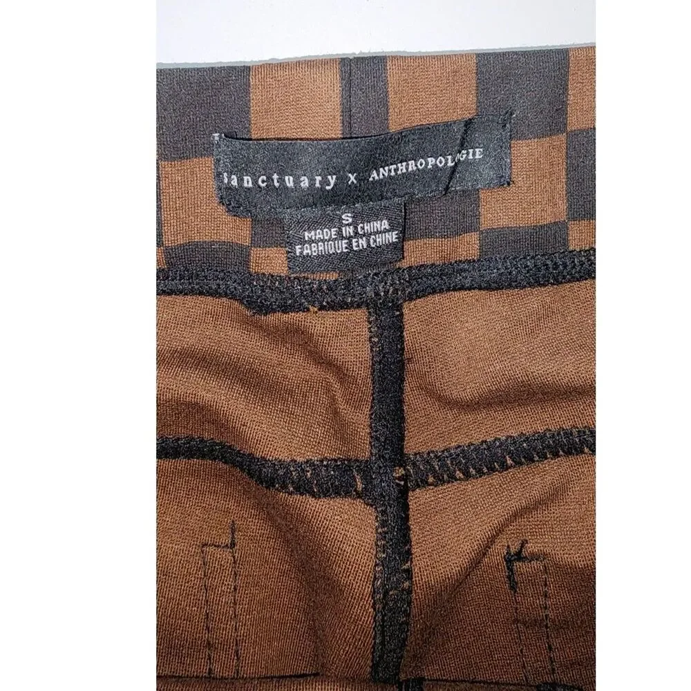 Sanctuary X Anthropologie Brown & Black Checkered Leggings Size S - Picture 4 of 9